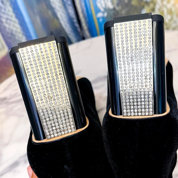 Kate Spade Reenie Velvet Booties Jewel Rhinestone Ankle Heel Black 10M GUC - Picture 10 of 11